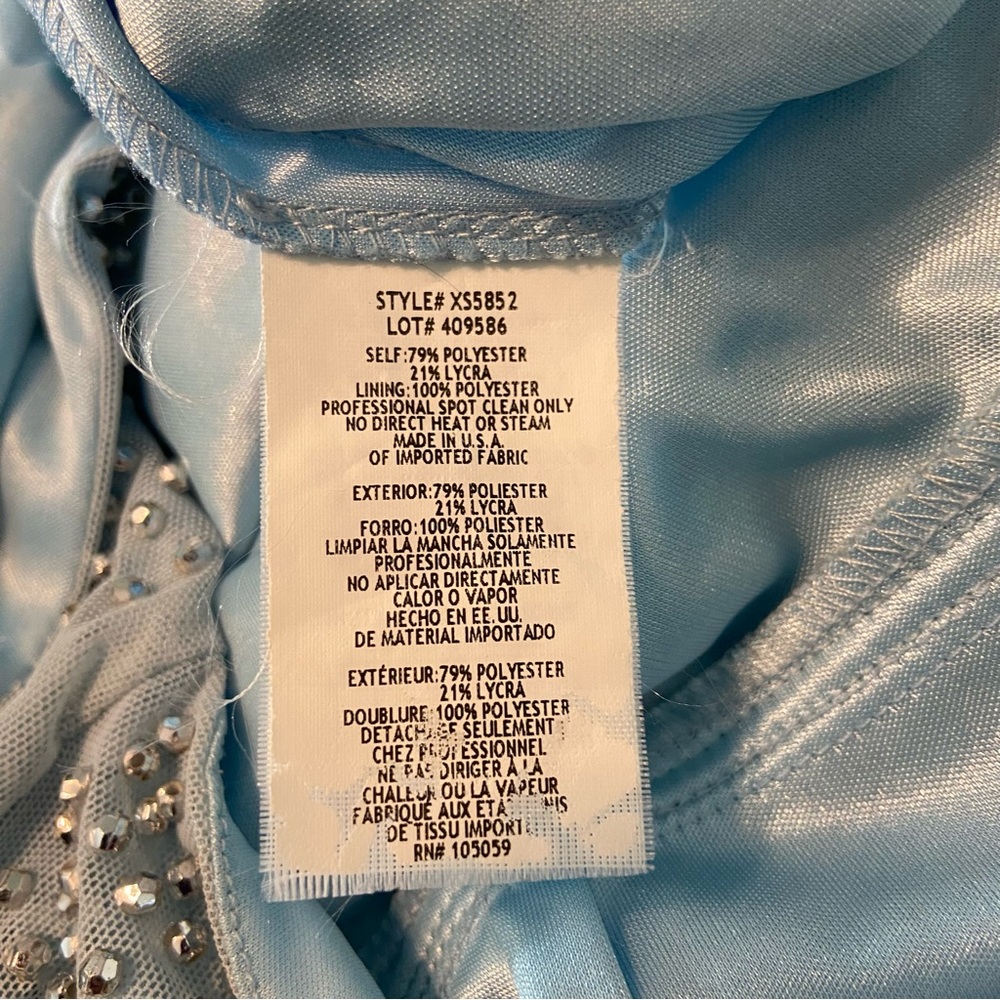 Xscape Light Blue Silver Metallic Beaded Cocktail Mini Dress Draped Size 10 - Picture 15 of 15